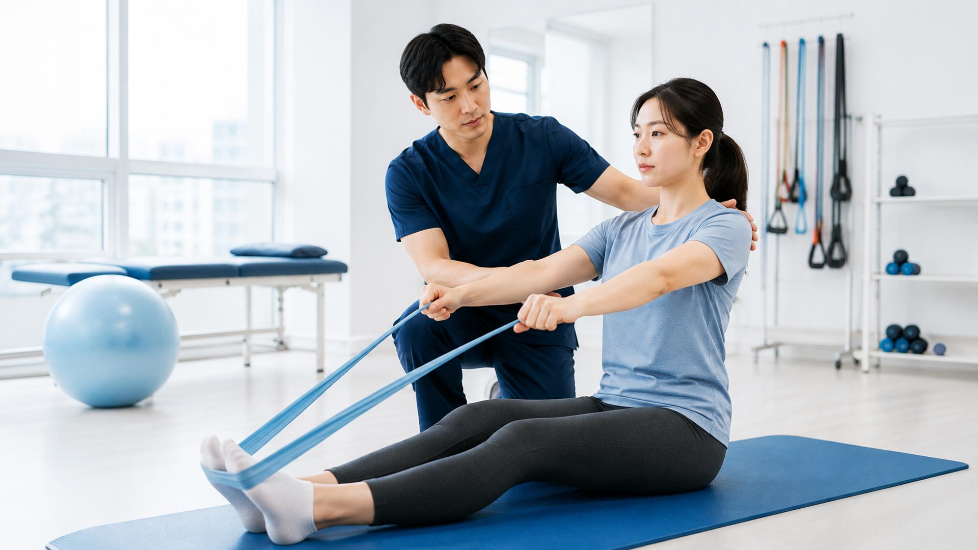 고강도 레이저 치료와 재활 운동